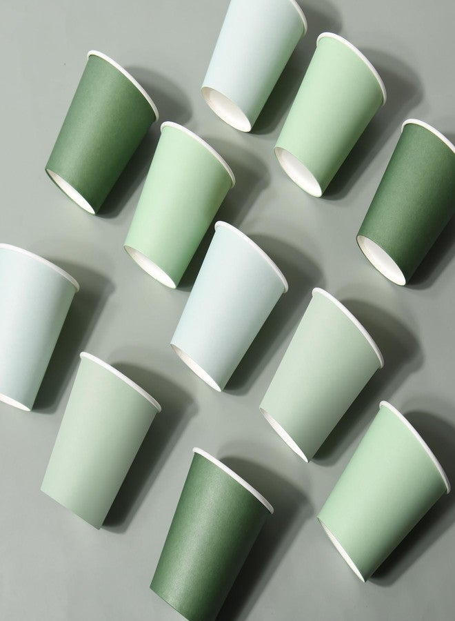AimFun 100 Pcs Sage Green Paper Cups 9oz Disposable Coffee Paper Cups Gradient Green Party Cups Birthday Bridal Shower Beverage Drinking Cups for Wedding Picnic St Patricks Tea Party Supplies - Image 5